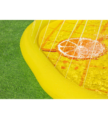 Bestway inflatable pineapple-shaped mat with spray feature, 196x165 cm for outdoor play and relaxation in the garden.