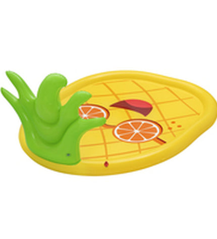 Bestway inflatable pineapple-shaped mattress 196x165 cm for outdoor fun, perfect for pool and garden play.