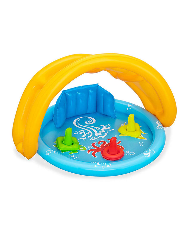 Bestway inflatable children's pool with removable roof, 115x89x76 cm, suitable for outdoor play and summer fun.