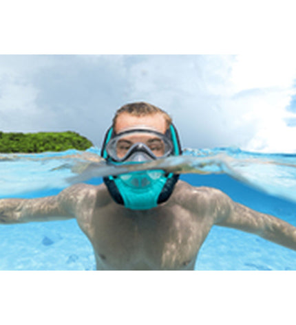Bestway kids' snorkeling mask and snorkel set with adjustable straps, colorful design, suitable for swimming and water activities.