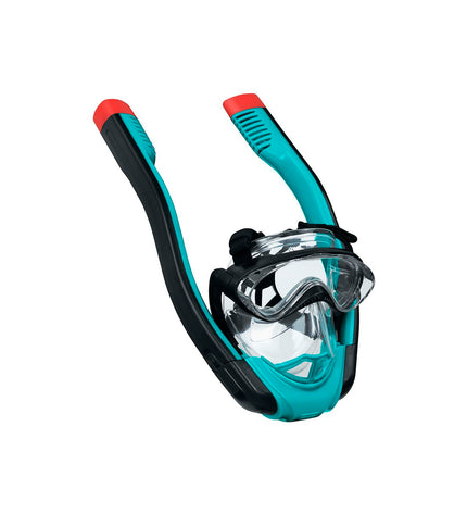 Bestway kids snorkeling mask and snorkel set with adjustable straps in assorted colors, suitable for ages 3 and up for beach and pool.