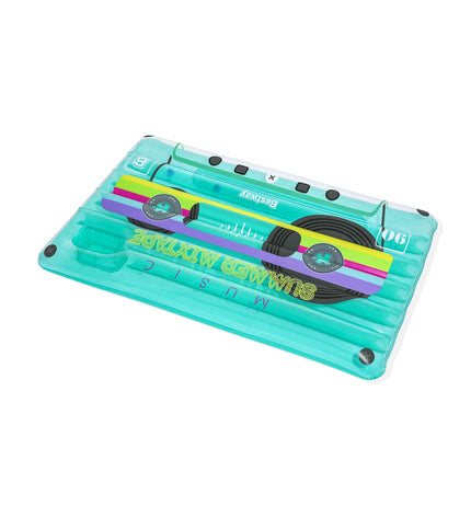 Bestway Retro Cassette air mattress, 174x117 cm, suitable for beach and pool, featuring vintage cassette design for outdoor fun.