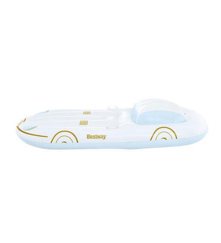 Bestway inflatable cruise mattress with backrest and handles, 228x108 cm, suitable for beach and pool use.