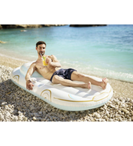 Bestway inflatable cruise mat with backrest and handles, 228x108 cm, suitable for beach and pool use, in vibrant colors