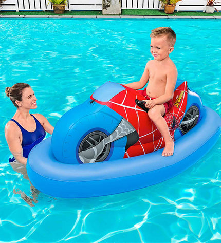 Bestway Spiderman inflatable motorboat, 170x84 cm, suitable for pool and beach play, colorful toy for children.