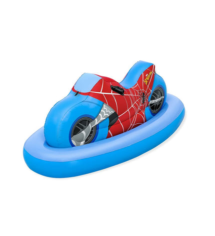 Bestway inflatable Spider-Man motor figure, 170x84 cm, designed for beach and pool play, suitable for ages 3 and up.