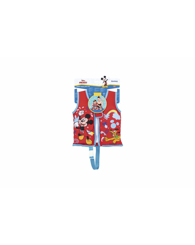 Bestway Disney Mickey Mouse children's life vest with UPF 50+ for swimming and outdoor water activities, size 51 cm for ages 1 to 3 years.