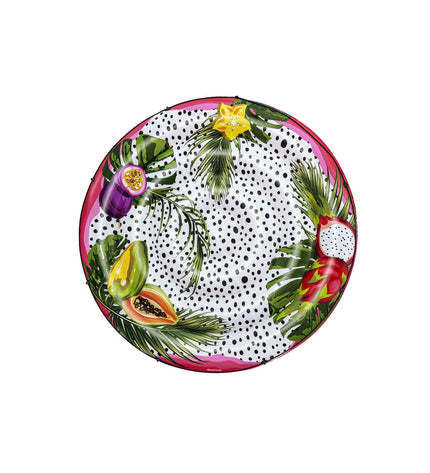 Bestway inflatable floating island with cord and passion fruit design, 188cm, suitable for beach and pool play.