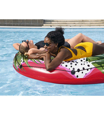 Bestway inflatable floating island with rope in passion fruit design, 188cm, ideal for pool and beach play.