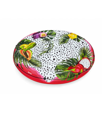 Bestway inflatable floating island with cord, passion fruit design, 188cm, suitable for pool and beach play, ideal for outdoor fun