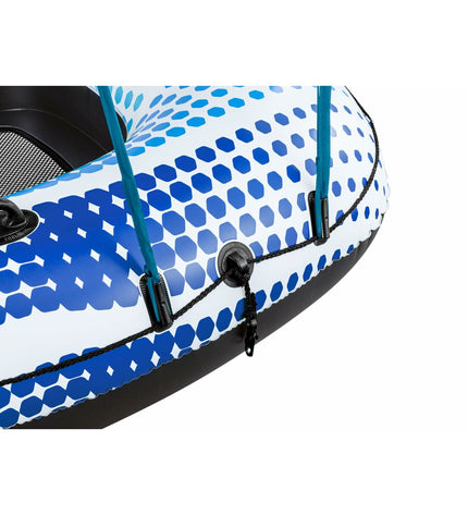 Bestway Rapid Rider inflatable wheel with handles and parasol, suitable for beach and pool, 137 cm diameter, perfect for outdoor fun.