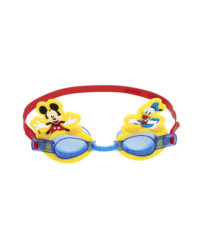 Children's Bestway Mickey & Friends silicone swimming goggles for kids over 3, suitable for beach and pool water activities.