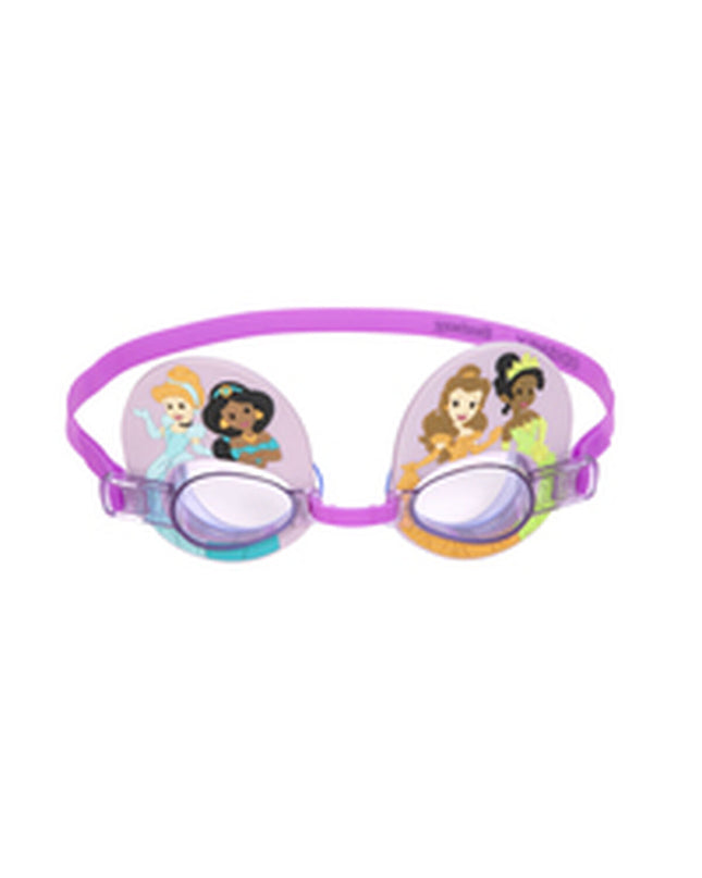 Pink swimming goggles by Bestway for water sports and outdoor activities, with clear lenses and adjustable straps.