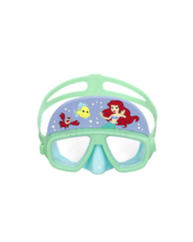 Bestway princess silicone swimming goggles for kids, suitable for pool and beach, designed for children over 3 years old.