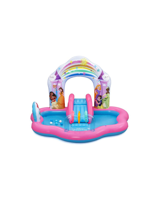 Inflatable Bestway mattress for outdoor use, featuring a colorful design suitable for play and relaxation.