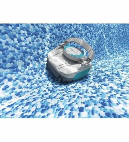 Bestway automatic pool cleaner for garden pools, showing its compact design and brushes for efficient debris removal.