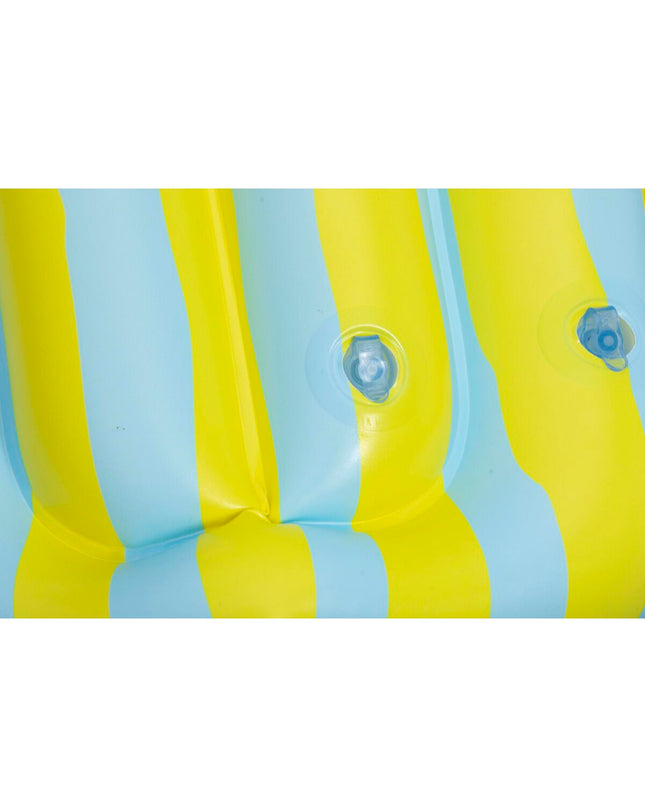 Inflatable Bestway mattress for outdoor use, featuring bright colors and a sturdy design, ideal for pool or beach relaxation.