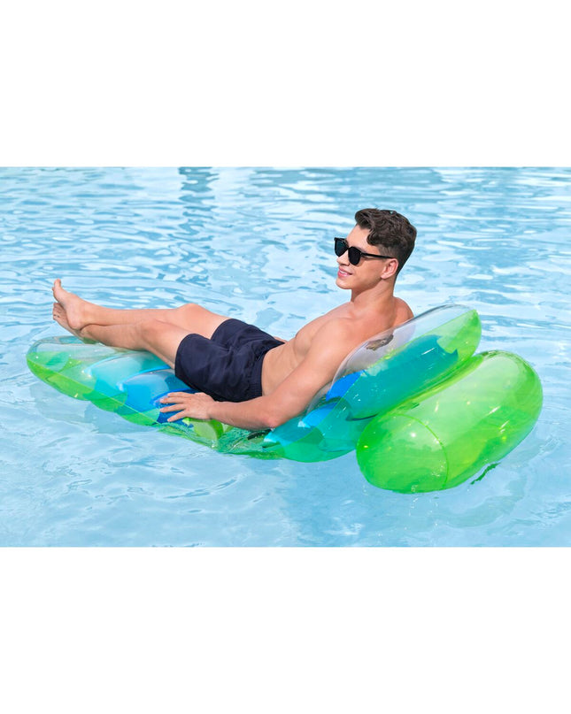 Bestway inflatable mattress, suitable for outdoor and recreational use, shown inflated with bright colors and a smooth surface.