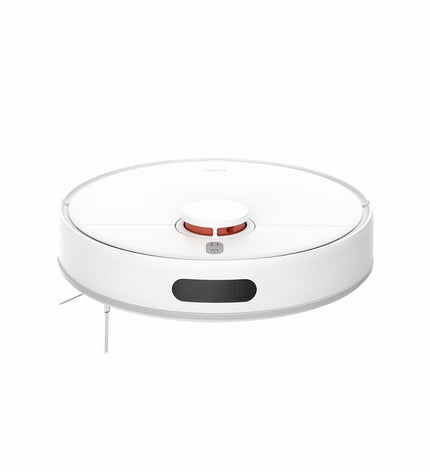 Xiaomi BHR9664EU robot stofzuiger cleaning hardwood floor, with sleek white design and sensor navigation visible in the image.