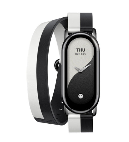 Xiaomi Band 8 black and white wrap wrist strap for smartwatch, suitable for sport and outdoor activities.