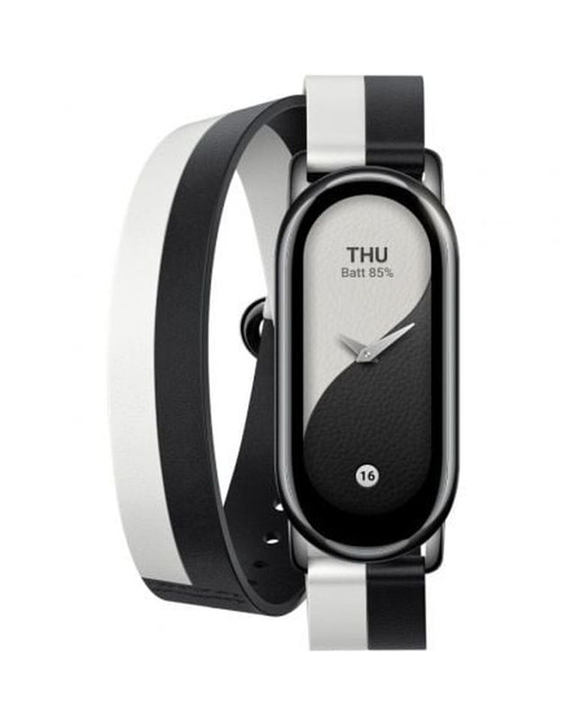 Xiaomi Band 8 smartwatch strap in wrap-style design, white and black color, suitable for sport and outdoor electronic devices