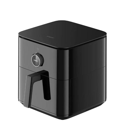 Xiaomi BHR7357EU black 1800W air fryer for home cooking, compact electric kitchen appliance with digital controls.
