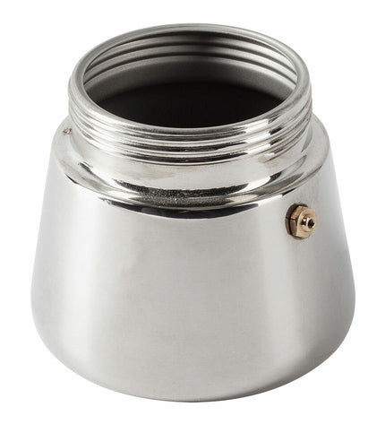 San Ignacio Moods Italian coffee pot in stainless steel, 9-cup size, ideal for brewing traditional espresso and coffee at home.