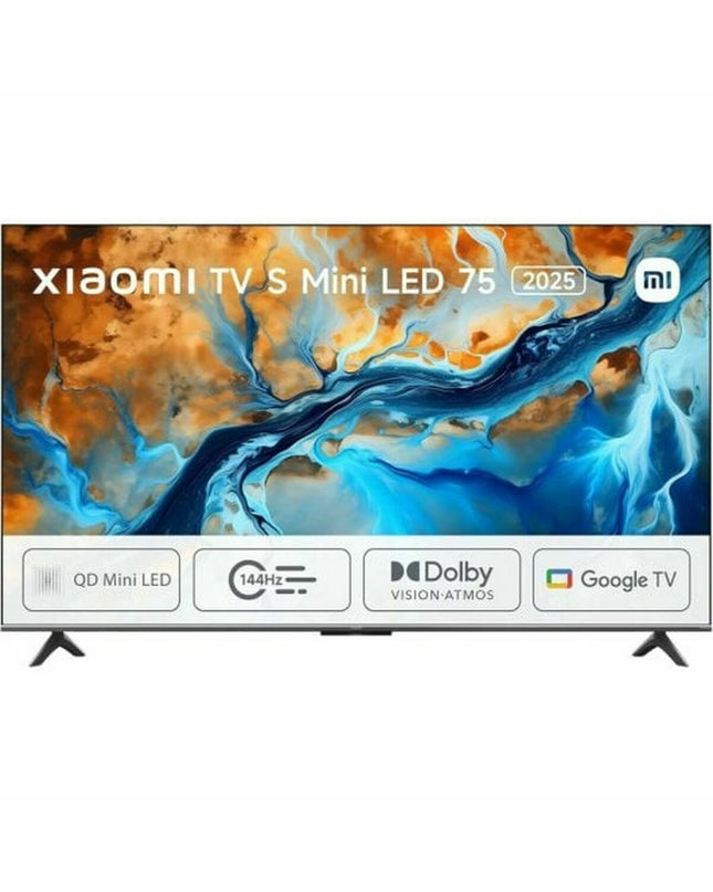 Xiaomi MINILED 2025 75-inch 4K Ultra HD smart LED TV displaying vibrant home cinema content.