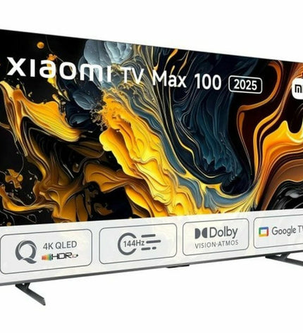 Xiaomi ELA5692EU 4K Ultra HD 100-inch QLED smart TV displaying vibrant colors and clear 4K video quality.