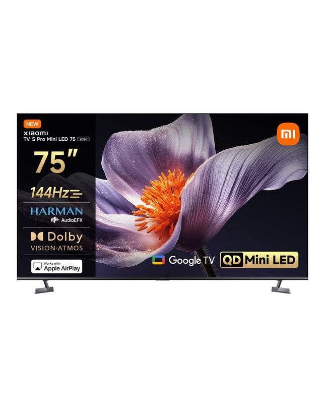 Xiaomi ELA6336EU 4K Ultra HD QLED smart TV displaying vibrant video content with slim black bezel, modern electronic home entertainment.