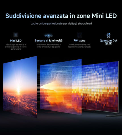 Xiaomi ELA6336EU 4K Ultra HD QLED smart TV showing vibrant screen with sleek black frame, ideal for home entertainment.