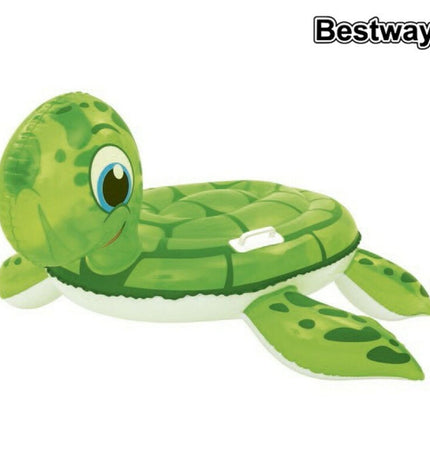 Bestway inflatable turtle figure with handle, 140x140 cm, suitable for beach and pool play, ideal for outdoor fun.