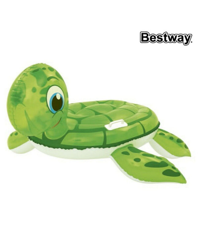 Bestway inflatable turtle figure with handle, 140x140 cm, suitable for beach and pool play, ideal for outdoor fun.