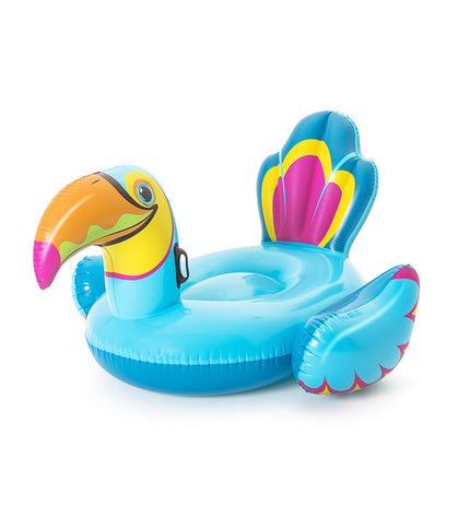 Bestway inflatable toucan figure with handles, suitable for beach and pool play, vibrant colors and detailed design.