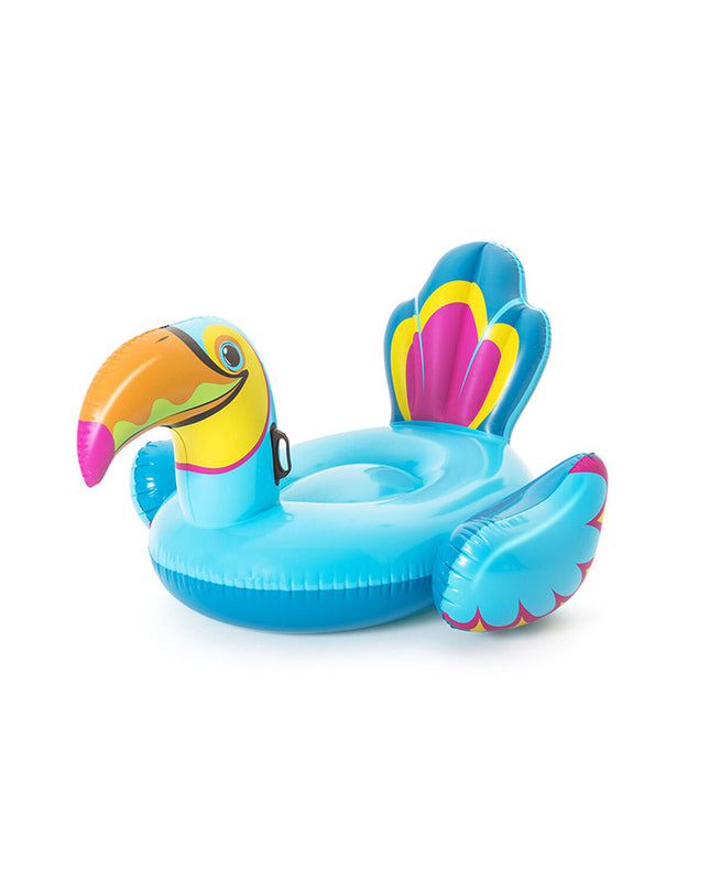 Bestway inflatable toucan figure with handles, suitable for beach and pool play, vibrant colors and detailed design.