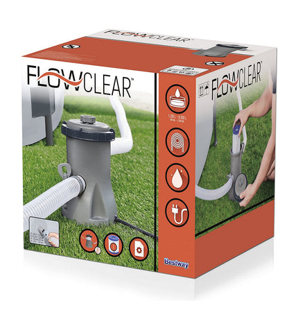 Bestway zwembad behandelingsinstallatie with control panel and hoses, designed for pool maintenance and water treatment.