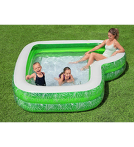 Bestway inflatable tropical pool with two rooms, 231x231x51 cm, suitable for garden use, ideal for kids over 6 years old.