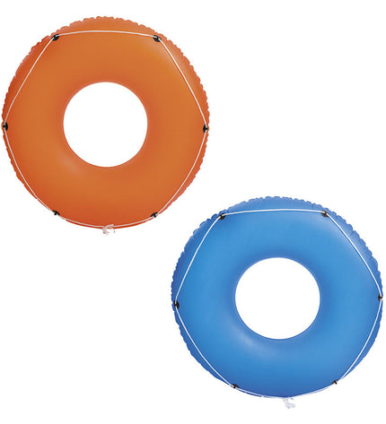 Bestway inflatable smooth float with cord, assorted colors, 140 cm, suitable for beach and pool fun, ideal for ages 12 and up