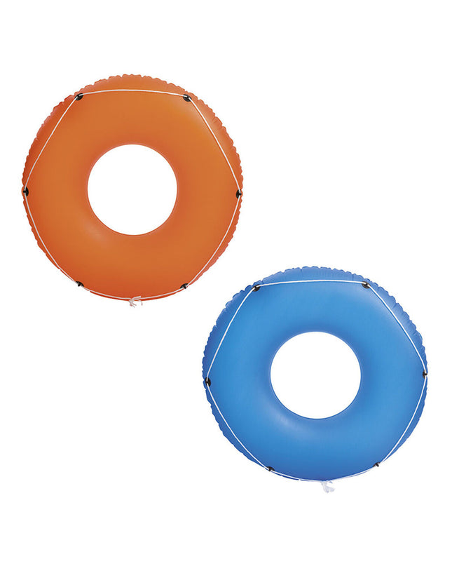 Bestway inflatable smooth float with cord, assorted colors, 140 cm, suitable for beach and pool fun, ideal for ages 12 and up