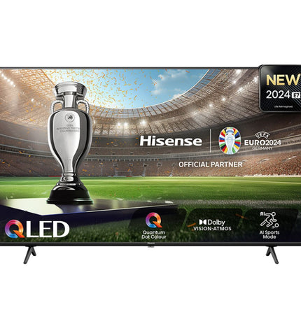 Hisense 50E77NQ 50-inch 4K Ultra HD LED Smart TV with HDR and QLED display, showcasing a vibrant home entertainment screen.