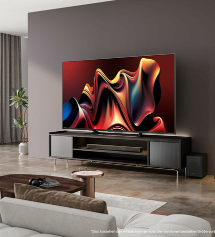Hisense 85U7NQ 4K Ultra HD LED Smart TV displaying vibrant colors and slim design, ideal for home entertainment.
