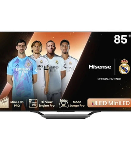 Hisense 85U7NQ 4K Ultra HD LED Smart TV displaying vibrant 85-inch screen, modern electronic home entertainment device.