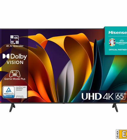 Hisense 65A6N 4K Ultra HD LED Smart TV displaying vibrant 4K images, with HDR technology and sleek black design.