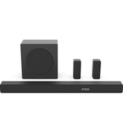 Hisense AX5100Q 580W black soundbar with sleek design, audio controls, and connection ports for home entertainment.