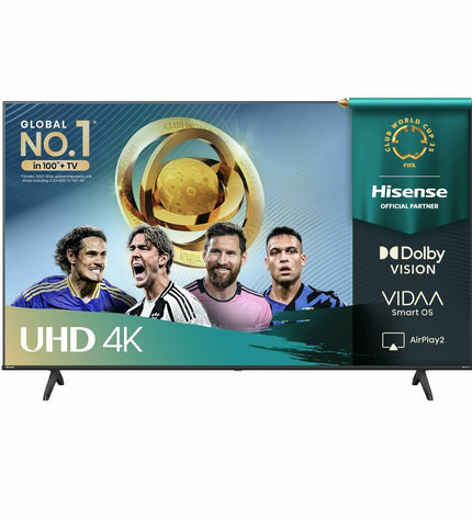 Hisense 50-inch 4K Ultra HD LED Smart TV with HDR and D-LED technology, displaying a vibrant home entertainment scene.
