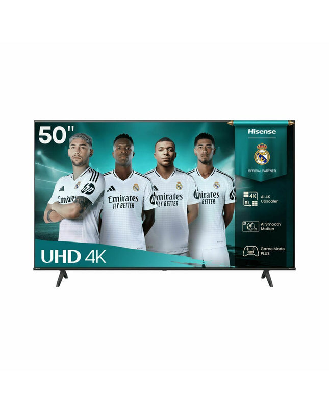 Hisense 50-inch 4K Ultra HD LED Smart TV with HDR and D-LED technology, ideal for home theater and entertainment.