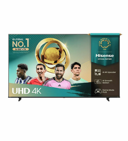 Hisense 85A6Q 85-inch 4K Ultra HD LED Smart TV displaying vibrant colors and a sleek black frame in a modern living room setting.