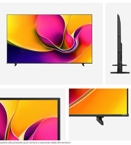 Hisense 85A6Q 85-inch 4K Ultra HD LED Smart TV with HDR display, sleek screen showing vibrant image in a modern living room setting.