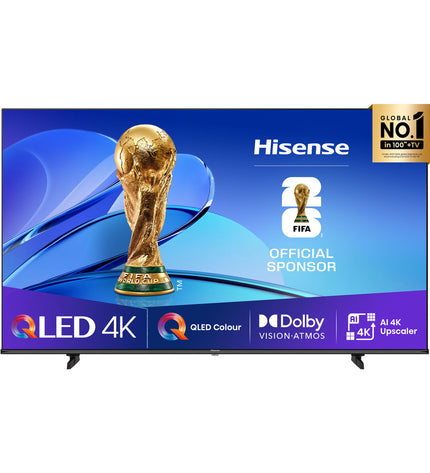 Hisense 75E7Q PRO 75-inch 4K Ultra HD QLED Smart TV displaying vibrant colorful images in a modern living room.