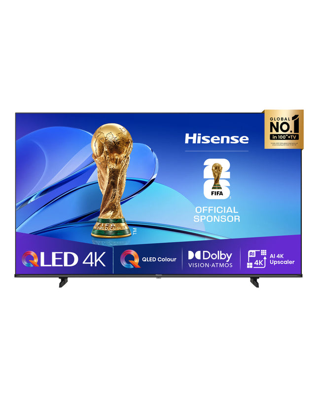 Hisense 75E7Q PRO 75-inch 4K Ultra HD QLED Smart TV displaying vibrant colorful images in a modern living room.